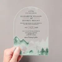 Rustic Pine Mountains Wedding Acrylic Invitations