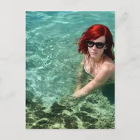 Sexy Red Haired Woman Swims Postcard