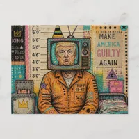 Guilty Trump Sits in Jail Mixed Media Postcard