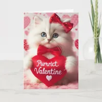 Cute Fluffy White Valentine Kitten Funny Card