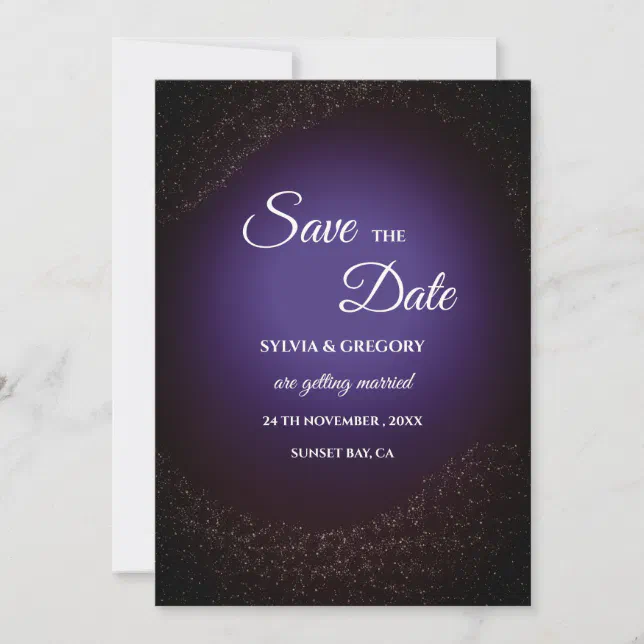 Celestial wedding Full Moon & Stars Lavender love Save The Date