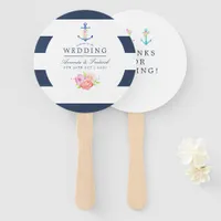 Watercolor Floral Nautical Wedding Favor Hand Fan