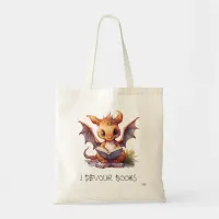 *~* READING devour BOOKS AP88  Pink Baby Dragon Tote Bag