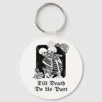 Gothic Valentines Day Till Death Do Us Part Skelet Keychain