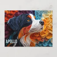 Bernese Mountain Dog Paper Quilling Art Portrait Postcard