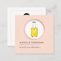 Rose Gold and Blush Pink Logo Travel Square Business Card