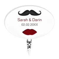 lips and mustache personalized cake picks