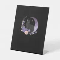Cat Witchy Moon Flowers Pastel Goth Goblincore Pedestal Sign