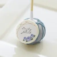 Elegant Gold Glitter Geometric Blue Floral Wed Cake Pops