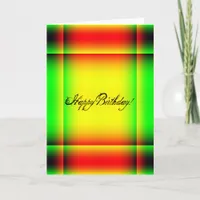 Abstract Birthday, Red, Green and Yellow Card