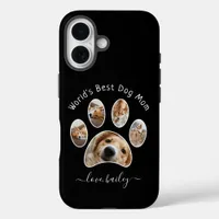 Cute Custom Pet Photo Collage World's Best Dog Mom iPhone 16 Case