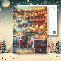 Cozy Christmas in Festive Kitchen Postcard