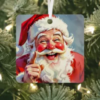 Funny Vintage Santa Claus Christmas Metal Ornament