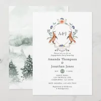 Woodland Laurel Crest Monogram Engagement Party Invitation