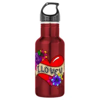 I Love You | Street Art Urban Heart  Stainless Steel Water Bottle