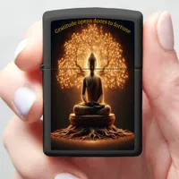 Buddha meditating under a tree zippo lighter