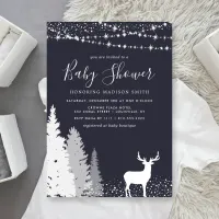 Rustic Winter Deer Woodland Baby Shower Invitation