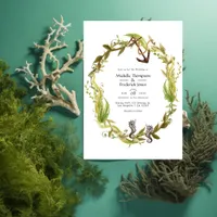 Watercolor Nautical Seaweed Wedding Invitation