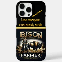 A Dedicated Farmer Tending to Bison in the Prairie iPhone 16 Pro Max Case