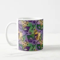 Mardi Gras Masks and Beads Purple Green Yellow Coffee Mug