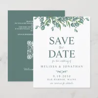 Eucalyptus Greenery QR Code Budget Save The Date