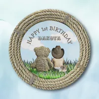 Lil' Cowboy and Teddy Bear Boy's  First Birthday Paper Plates