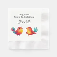 Bird-Themed Baby Shower Cute Watercolor Napkins