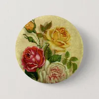 Vintage Roses Grunge Pinback Button