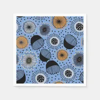 Modern Blue Botanical Pattern Paper Napkin