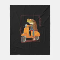 Frog  Scooter Mushroom Goblincore Academia Aesthet Fleece Blanket