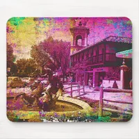 Vintage Neptune Fountain Colorful Grunge Mouse Pad