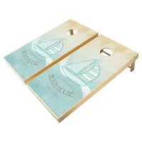 Beach House Nautical Sailboat Aqua Blue ID623 Cornhole Set