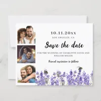 Photo lavender florals wedding Save the Date card