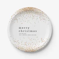 Gold Confetti Glitter Name Merry Christmas Paper Plates