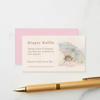 Whimsical Umbrella Floral Pink Boots Diaper Raffle Enclosure Card