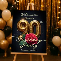Elegant Rose Golden Birthday 90th  Welcome Foam Board