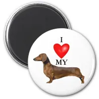 I Love My Dachshund Red Heart Magnet