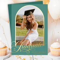 Teal Graduate Foil Graduation Announcement