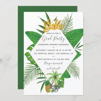 Watercolor Aloha Luau Graduation Party Invitation