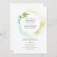Watercolor Greenery Wedding Invitation