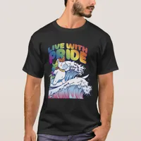 Live With Pride Unicorn Surfing T-Shirt