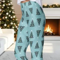 Blue Christmas Tree Pattern Holiday Leggings