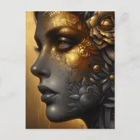 Pretty Woman in Gold | Blank Postcard