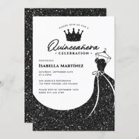 Elegant Dress & Crown Quinceañera Birthday Party Invitation