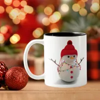 Snowman 3D Element Colorful Two-Tone Coffee Mug