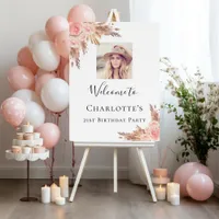 Birthday pampas grass blush rose gold photo foam board