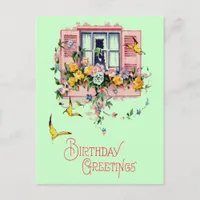 Vintage Greetings Birthday Postcard