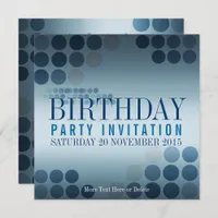 Metallic Shine Blue Party Birthday Invitation