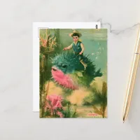 Funny Retro Pufferfish Cowboy  Postcard