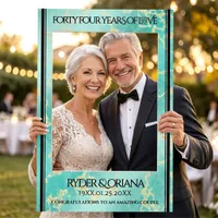 Elegant 44th Turquoise Wedding Anniversary Selfie Frame